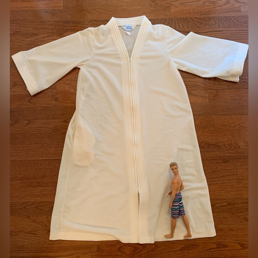 WOMENS VINTAGE 70S SEARS CREAM NIGHT SHIRT TAKE ALONG GRANNY MOM CORE LA…